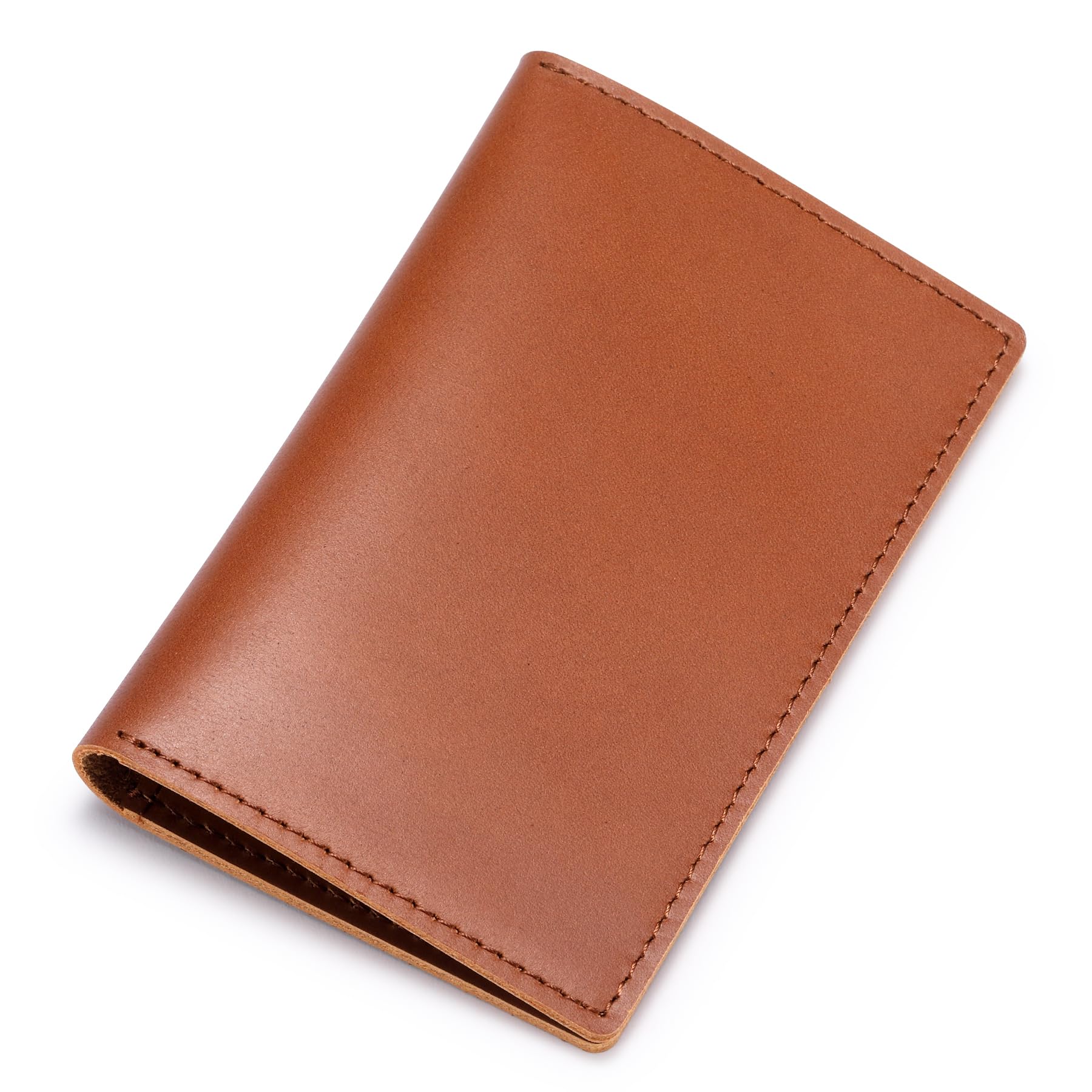 HISCOW Minimalist Thin Bifold Card Holder - Italian Calfskin (Brown)