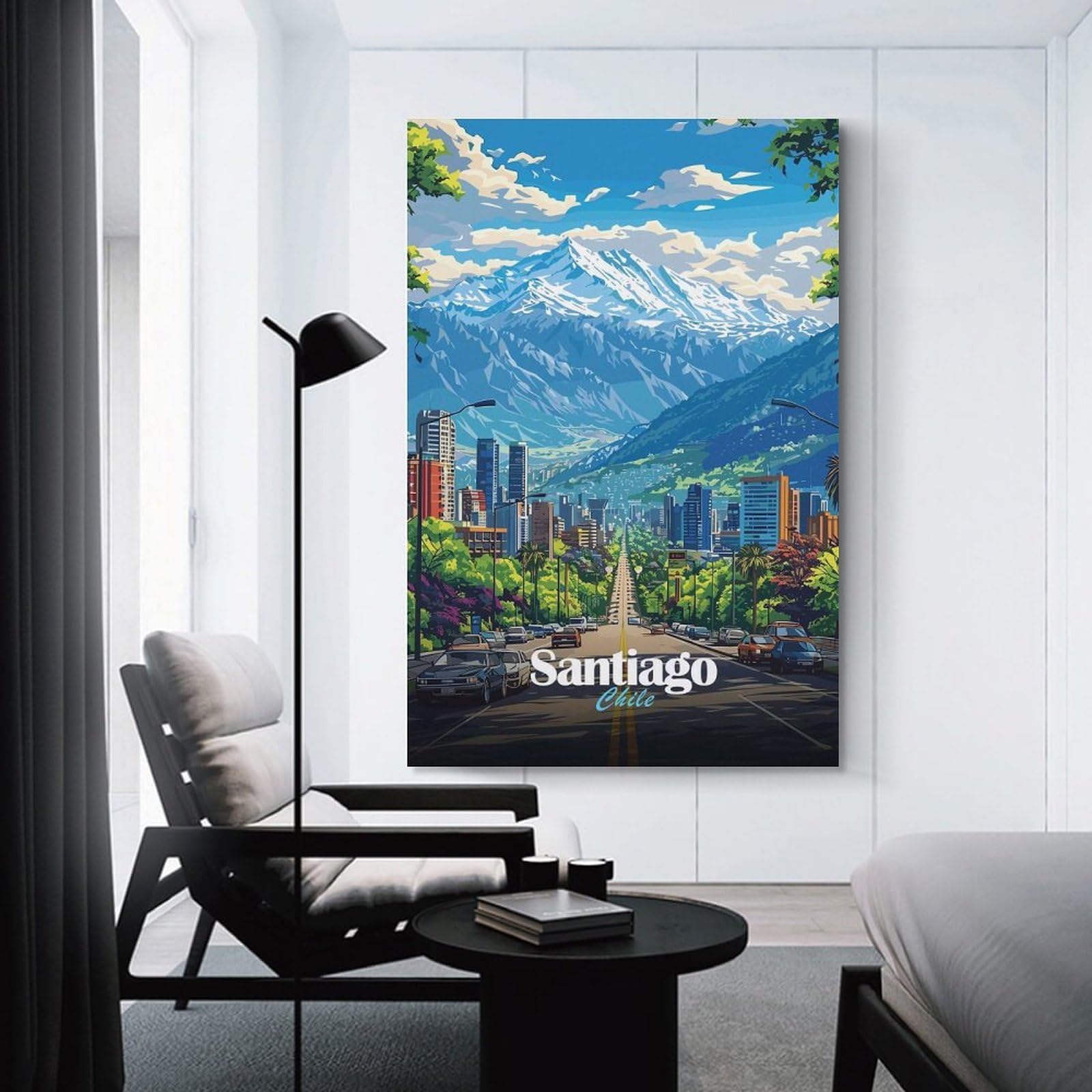 Junmoney Santiago, Chile Cityscape Canvas Wall Decor 16x24inch(40x60cm), for Calm Bedrooms, Home Corners Or Flats, An Easy Wall Refresh for Bedrooms