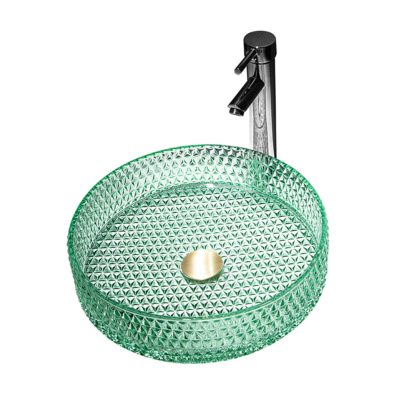 WOTZOV Bathroom Vessel Sink Vanity Glass Vessel Bowl Sink Cylindrical Countertop Sink Bowl Above Counter Sink Art Basin With Faucet,