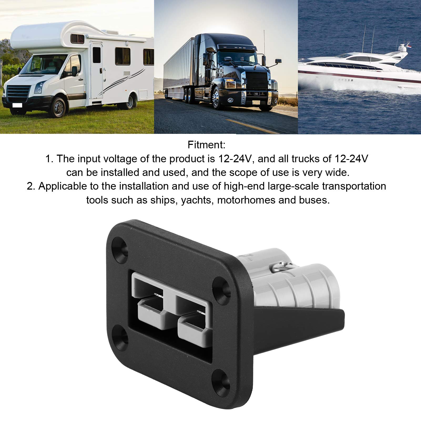 Aramox Prise d'alimentation RV 50 A, Prise d'alimentation Ignifuge 600 W Grand ABS Ignifuge Actuel pour Bus de Yacht de Bateau de Camion