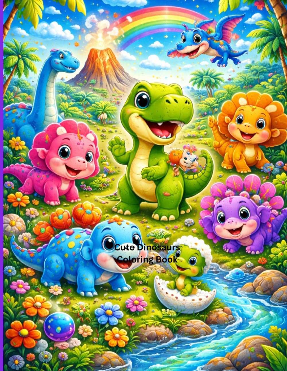 Cute Dinosaurs Coloring Book: Fun and Adorable Dinosaur Coloring Pages for Kids Ages 3–8