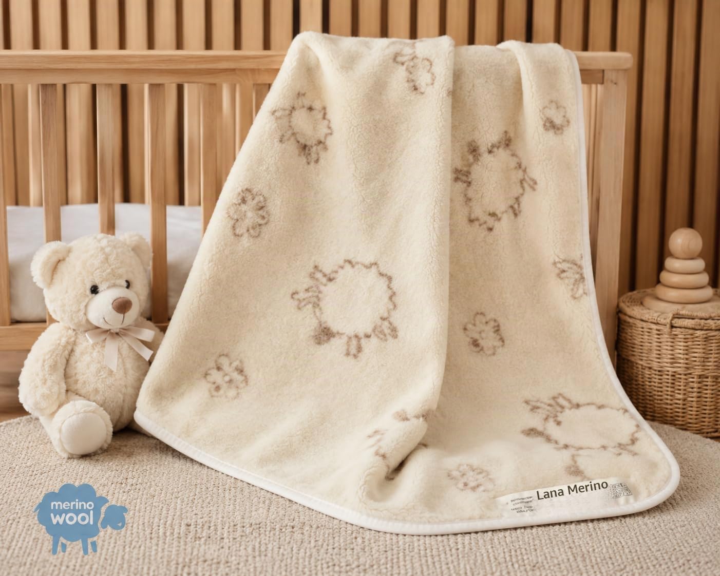 WOOLMARKED, coperta in lana merino per bambini, 140x100 cm, prodotto naturale