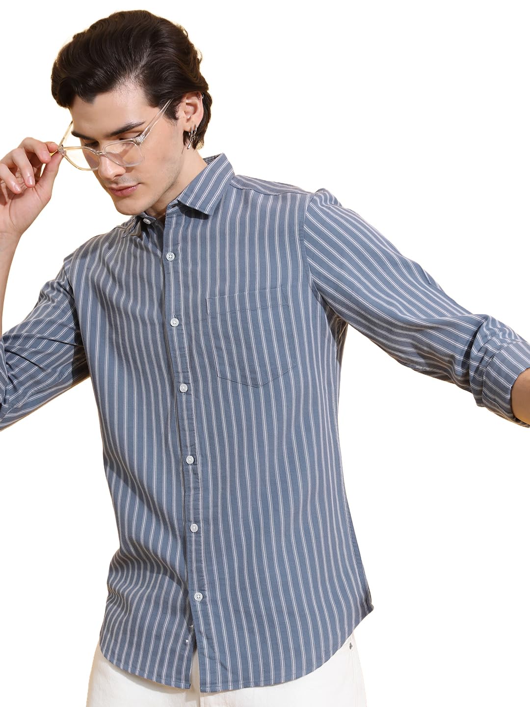 Men's Striped Slim Fit Shirt-image-35