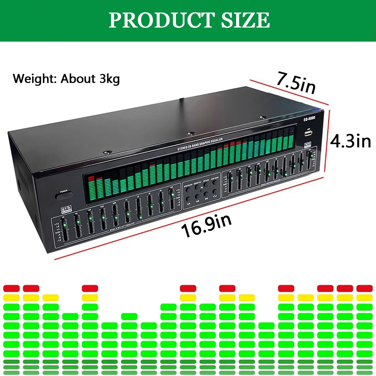 Ecualizador Gráfico Hi-Fi, Analizador De Espectro De 31 Bandas, Ecualizador De Audio Óptico Coaxial Bluetooth 5.4, Reducción De Ruido, para Audio Doméstico, Estudio De Grabación