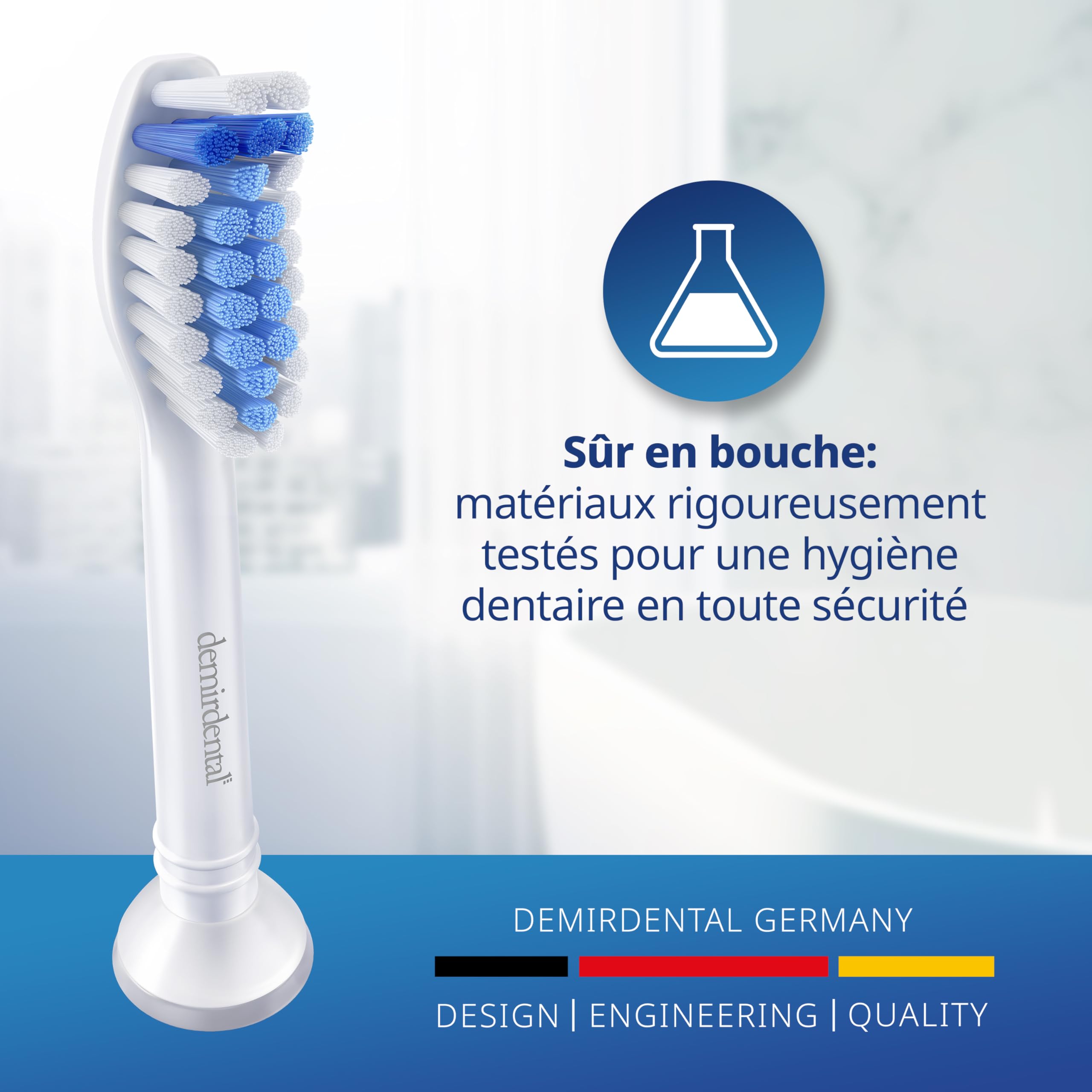 8 Pack demirdental compatible pour Philips Sonicare Têtes de brosse de rechange, Sensible, Blanc, remplace HX6058