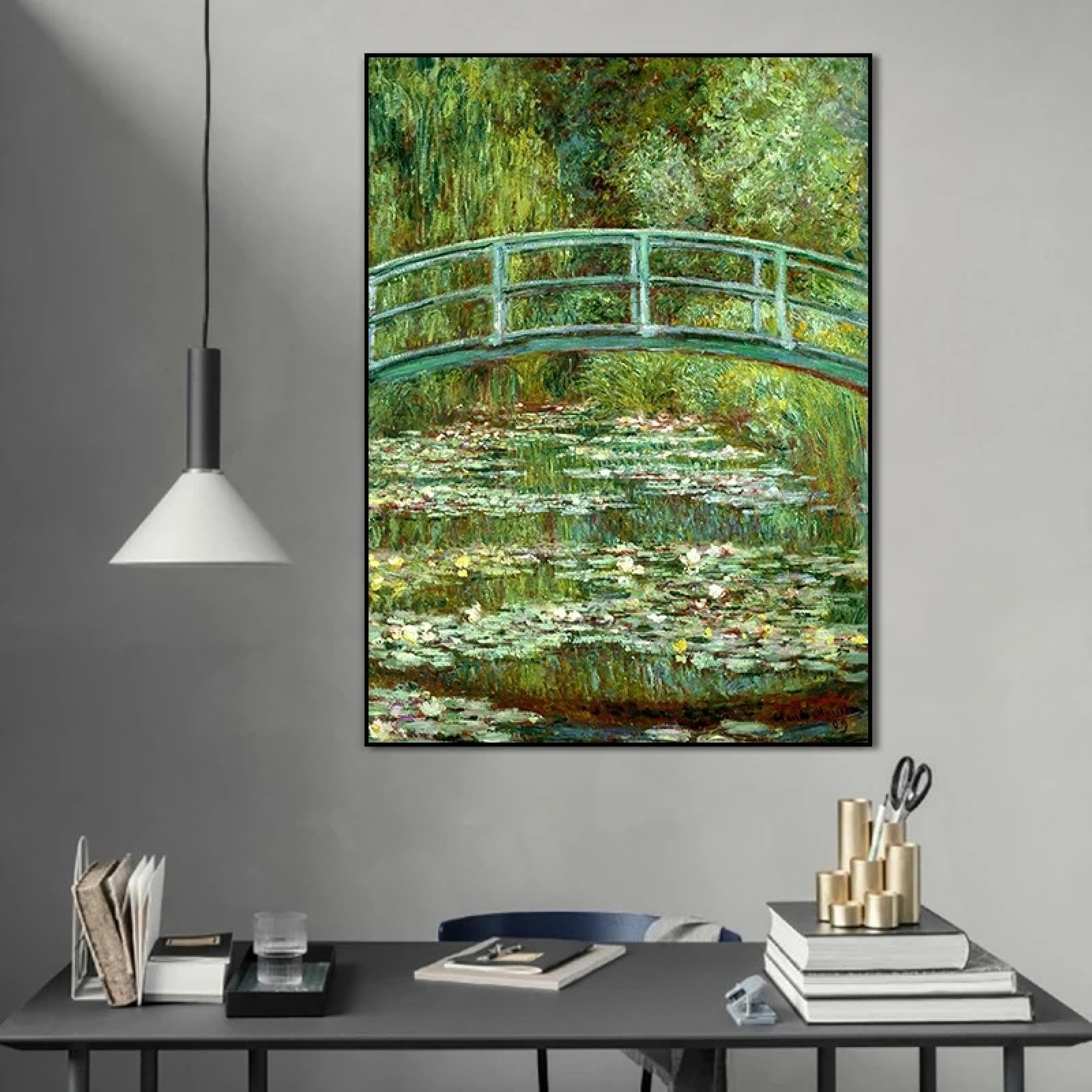 Impression Monet nénuphars grand format toile déco murale moderne encadrée - 8