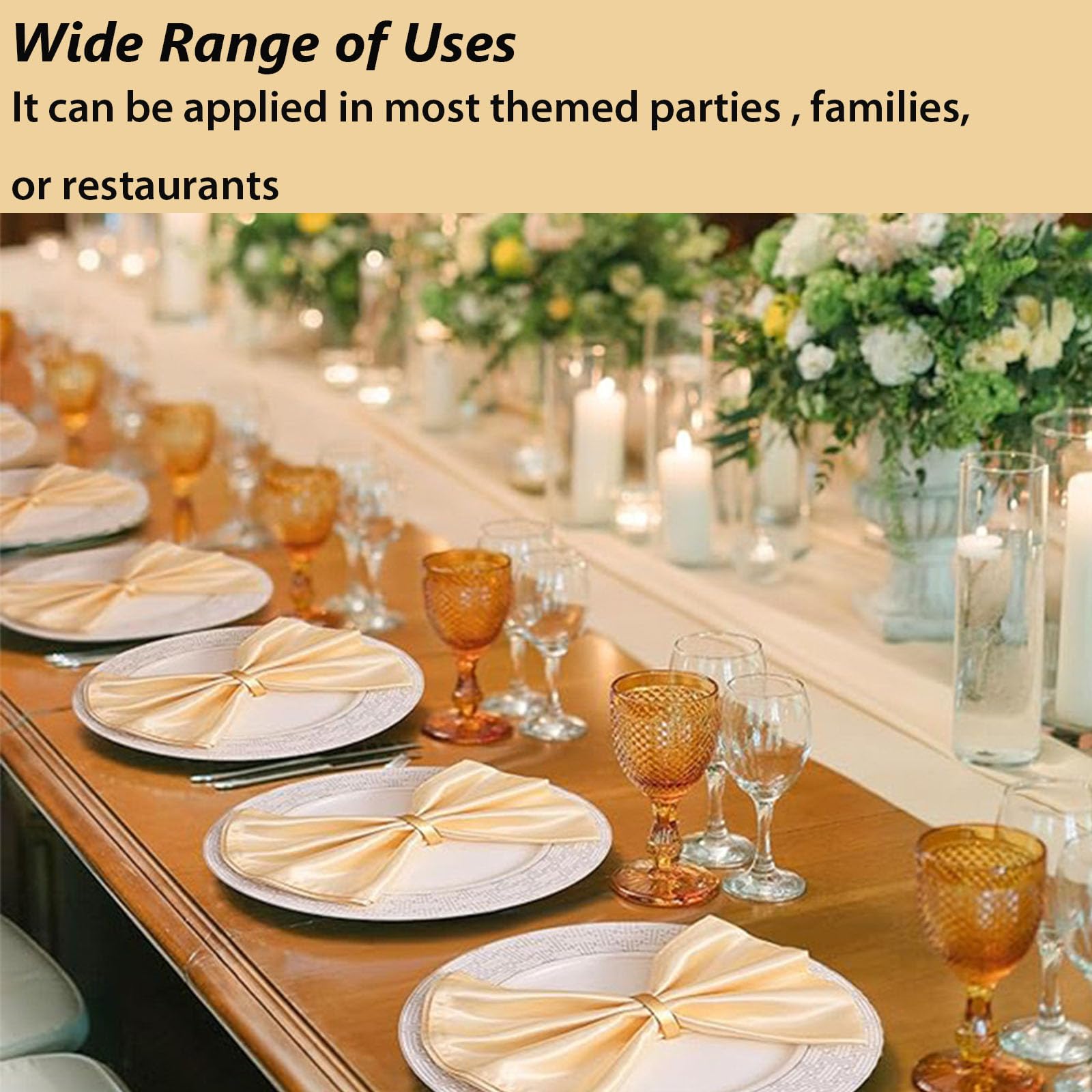 ROSJAC 10pcs Gold Napkin Rings, Semicircle Metal Napkin Holder Buckles for Dinner Table Set, Decor for Christmas Thanksgiving Easter Holiday Birthday Wedding Party