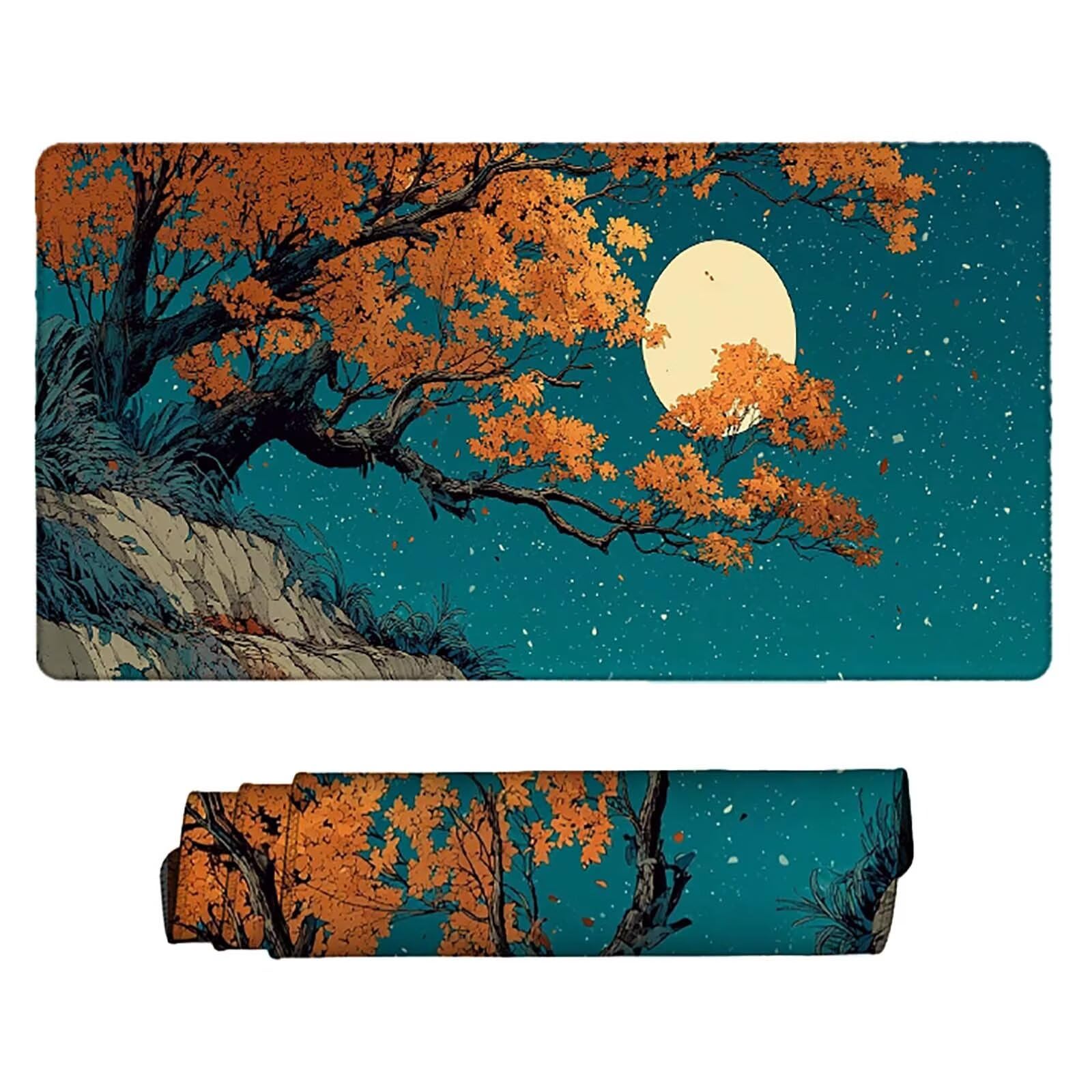 Tappetino Mouse XXL 1000x500mm Arancia Mousepad Albero Tappetino Scrivania Grande, con base in Gomma Antiscivolo, Impermeabile Sottomano Scrivania per Computer, Accessori Gaming Mouse Pad 5-5464f