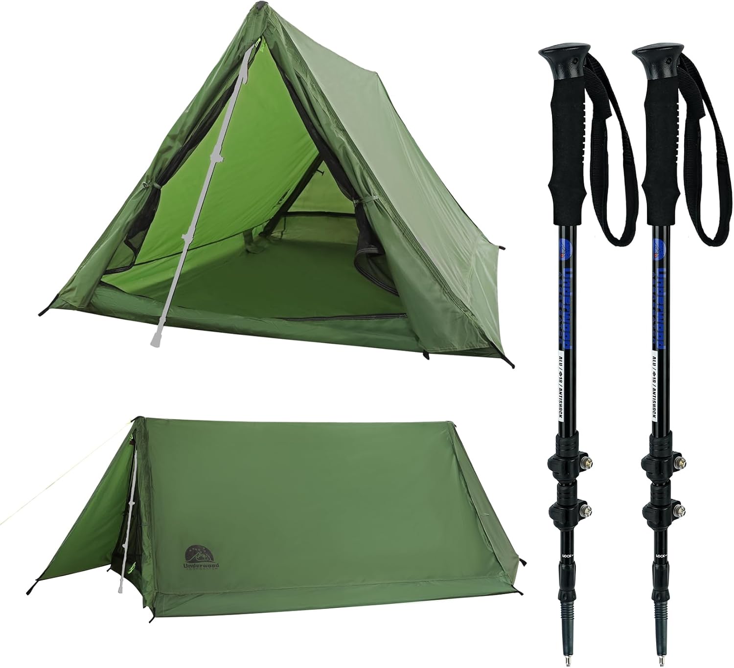 2-Person Ultralight Trekking Pole Tent & Collapsible Aluminum Hiking Sticks by Underwood Aggregator