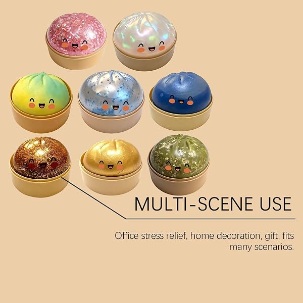 Dumpling Squishies 2026, Squishiest Bun Dumplings with Steamer Box, 10 cm Glitter Dumpling Dampfgarer, Giant Extra Large Squishy Dumpling Stress Relief Sensory Ball Anxiety Relief Toys Kids & Adults - 4