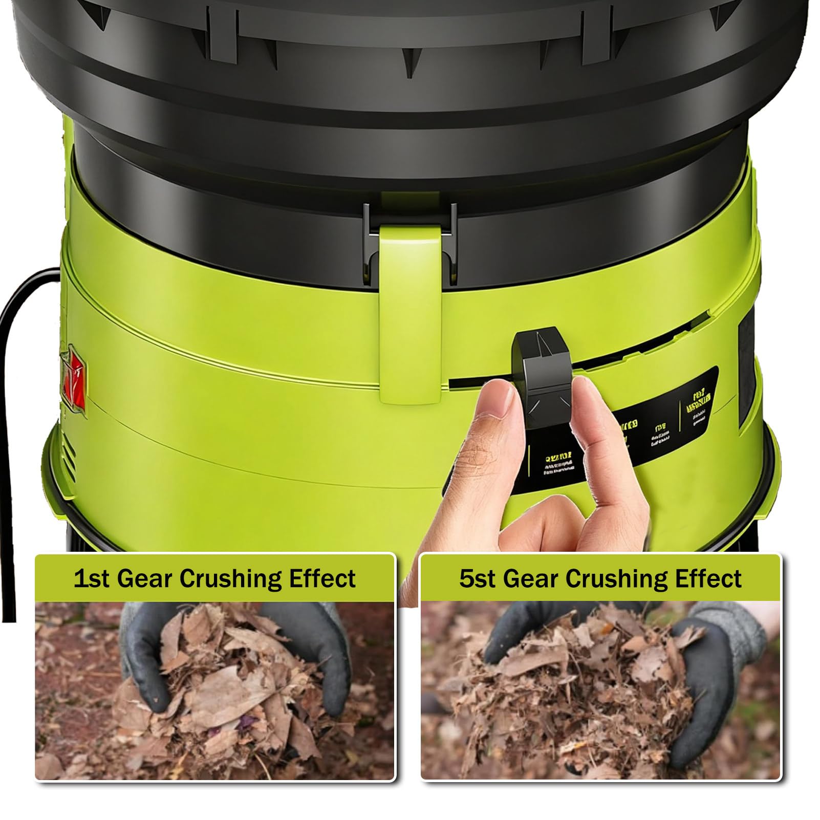 Trituradora de Hojas eléctrica, trituradora de Hojas para jardín, trituradora de 8000 RPM, diámetro de Control Ajustable con Palas para Hojas y líneas de Corte. 10MPowerCord