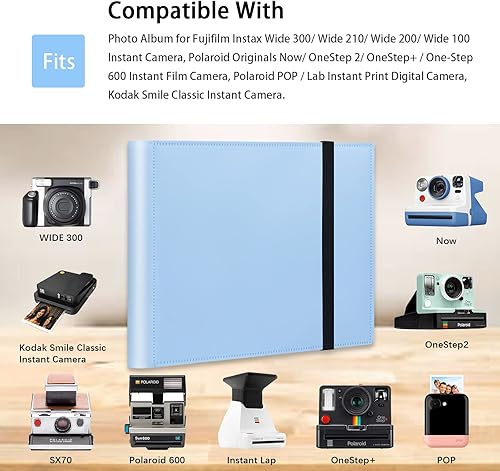 Miniatura 7 de Álbum de fotos de 160 bolsillos para Fujifilm Instax Wide 300, Polaroid 600 i-Type 3.5 x 4.5 pulgadas, compatible con cámara instantánea Polaroid