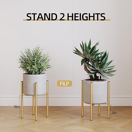 Miniatura 6 de Soporte de Metal Ajustable para Plantas de Interior, Soporte Moderno de Mediados de Siglo para Macetas de Exterior de 8 a 14 Pulgadas, Resistente