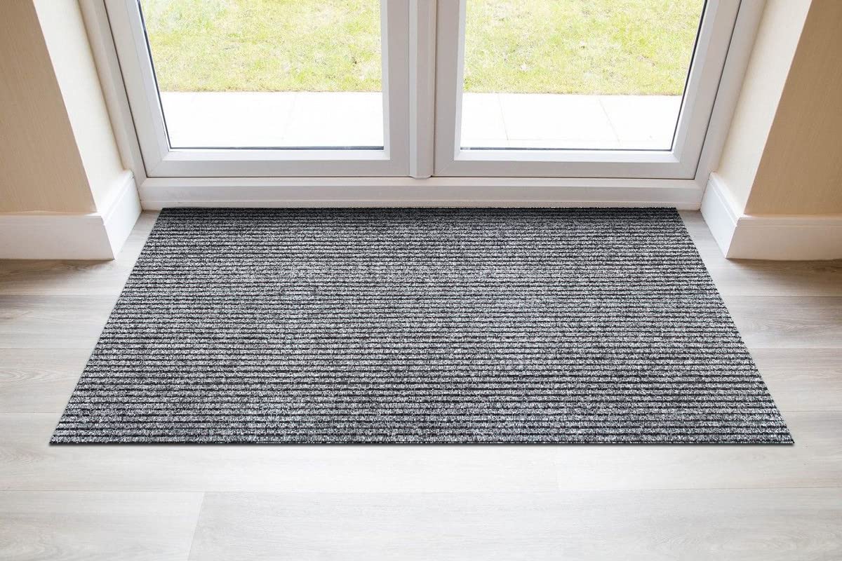 eXtreme Door Mats for Indoor | 1m x 1m Heavy Duty Entrance Matting for Hallways, Kitchen, & Office | Non-Slip, Dirt Trapper, and Super Absorbent Barrier Mat for Front & Back Door Entrance - Grey