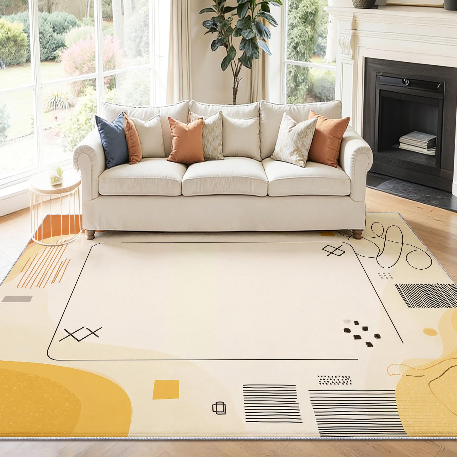 Tapis de Chambre 180 x 240 cm Doux Imprimé Moderne Minimaliste