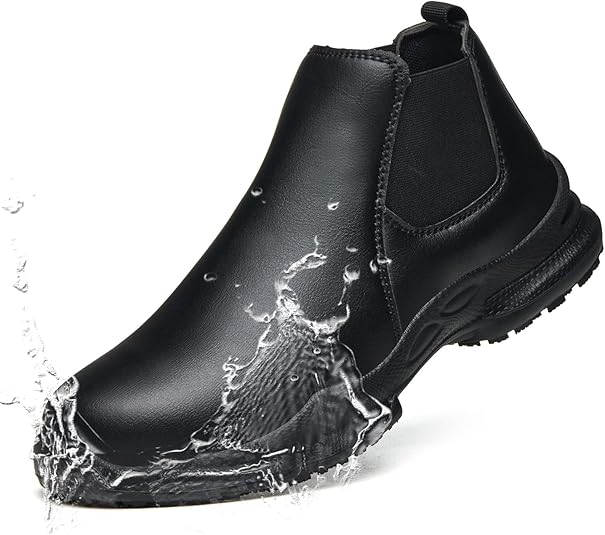 PJZHJ Non Slip Shoes for Men Oil-Proof and Waterproof Chef Shoes Comfortable Slip Resistant Work Shoes for Kitchen Hospital