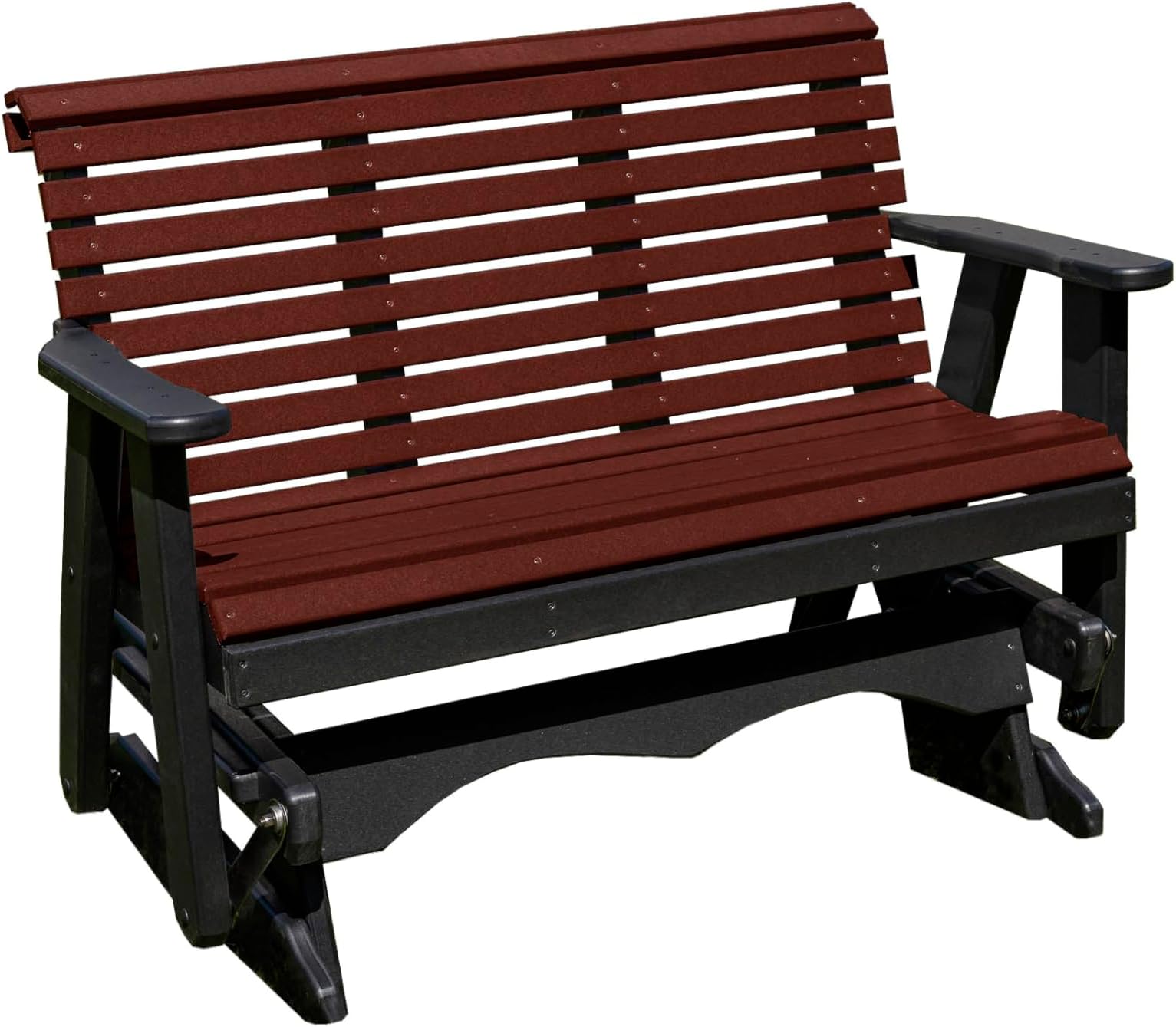 5FT Glider Amish Handmade in USA Poly Lumber wood Lancaster series Signature Roll Back Porch Glider Heavy Duty Everlasting PolyTuf HDPE with No wood fibers and 1000 lbs Limit,Stainless Steel hardware