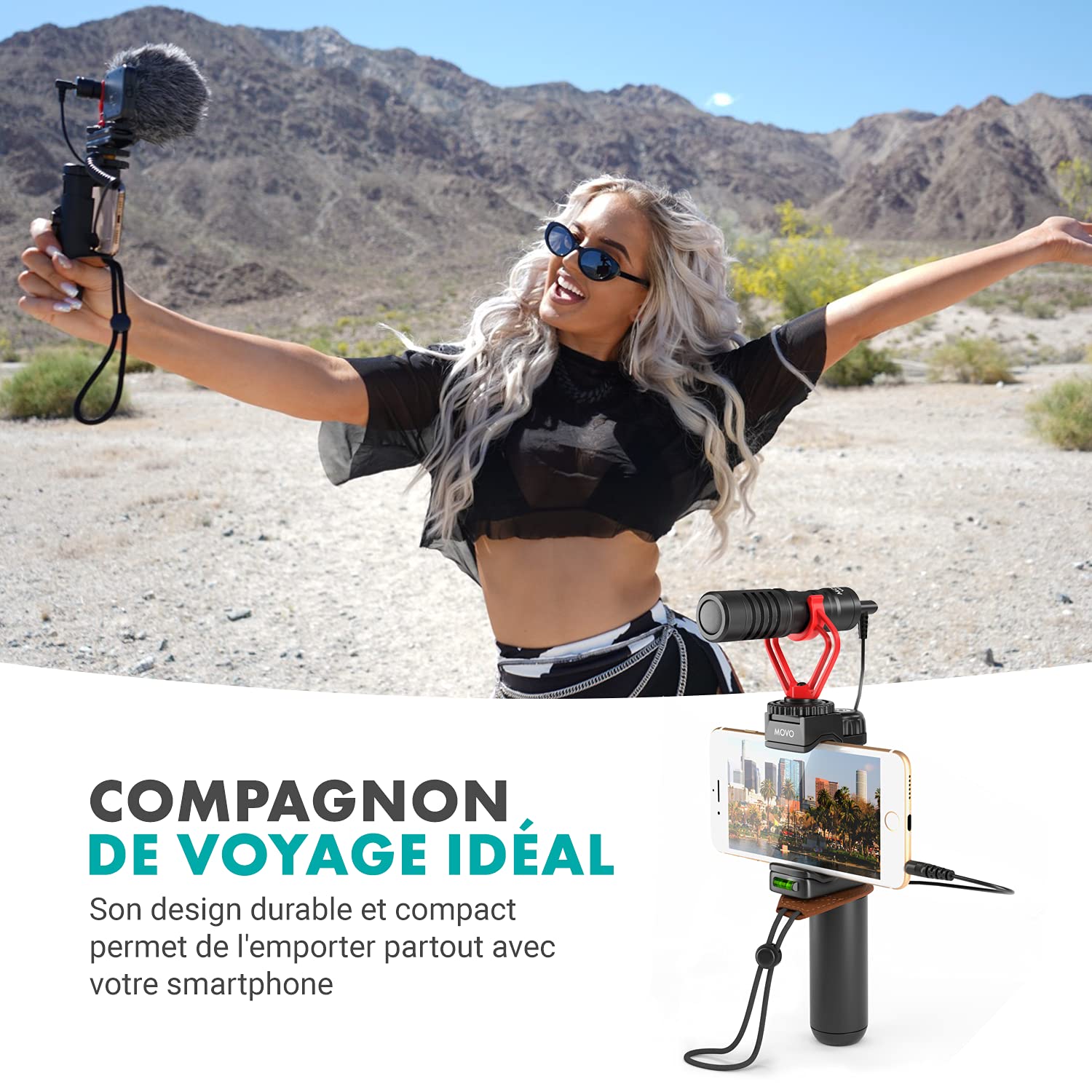 Movo VXR10 Microphone Anti Vent Anti Choc Universel Vidéo sur Pied pour iPhone, Android, Canon EOS, Appareils Nikon DSL et Parfait pour Podcast, Youtube, Gaming, Streamer, TikTok