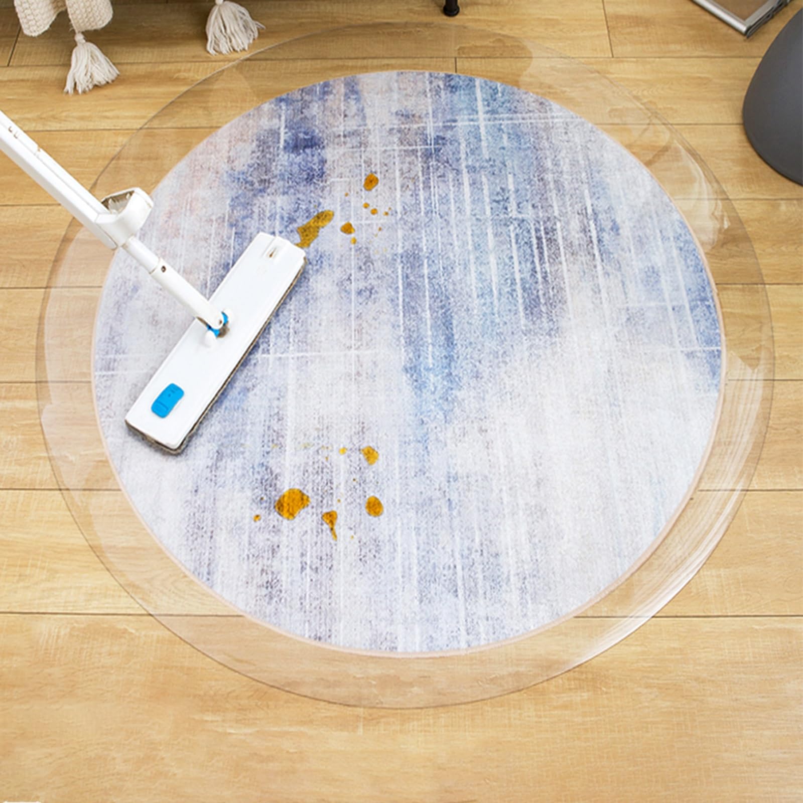 ZAQYCM Tapis Sol Vinyle Bureau Grand Tapis De Chaise De Bureau Rond, 200 180 160 140 120 100 90 80 70 60 CM, Tapis De Sol Transparent pour Chaise Roulante D'ordinateur Taille sur Mesure(100cm)