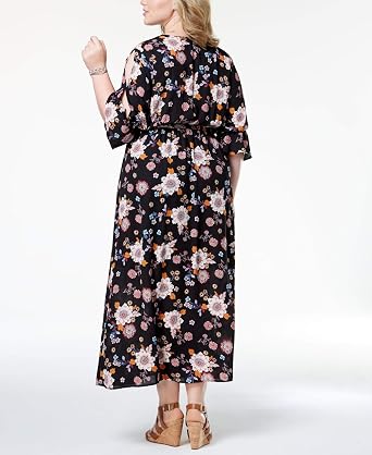 Monteau Trendy Plus Size Printed Belted Maxi Dress