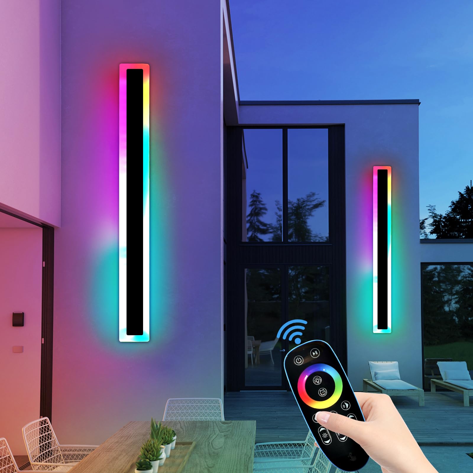 Outdoor Modern Wall Light 60CM, 18W 1100LM Long Strip Wall Sconce with 3000K Warm White Light, IP65 Rainproof Outside Porch Wall Fixture for Garden Patio Garage — view 55