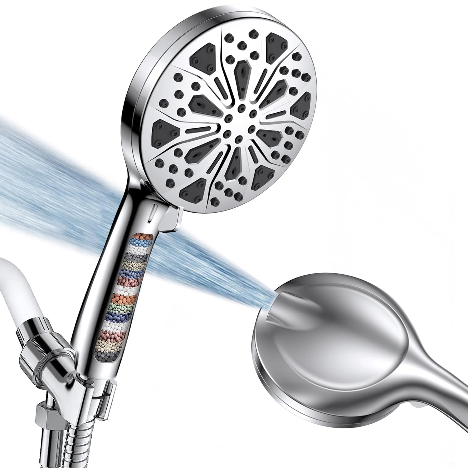 KASTWAVEShower Heads with Handheld Spray Combo, Powerful Shower Sprayer, 10 Spray Mode Shower Head Adjustable Bracket, for Tubs Tiles Walls Pets Cleaning