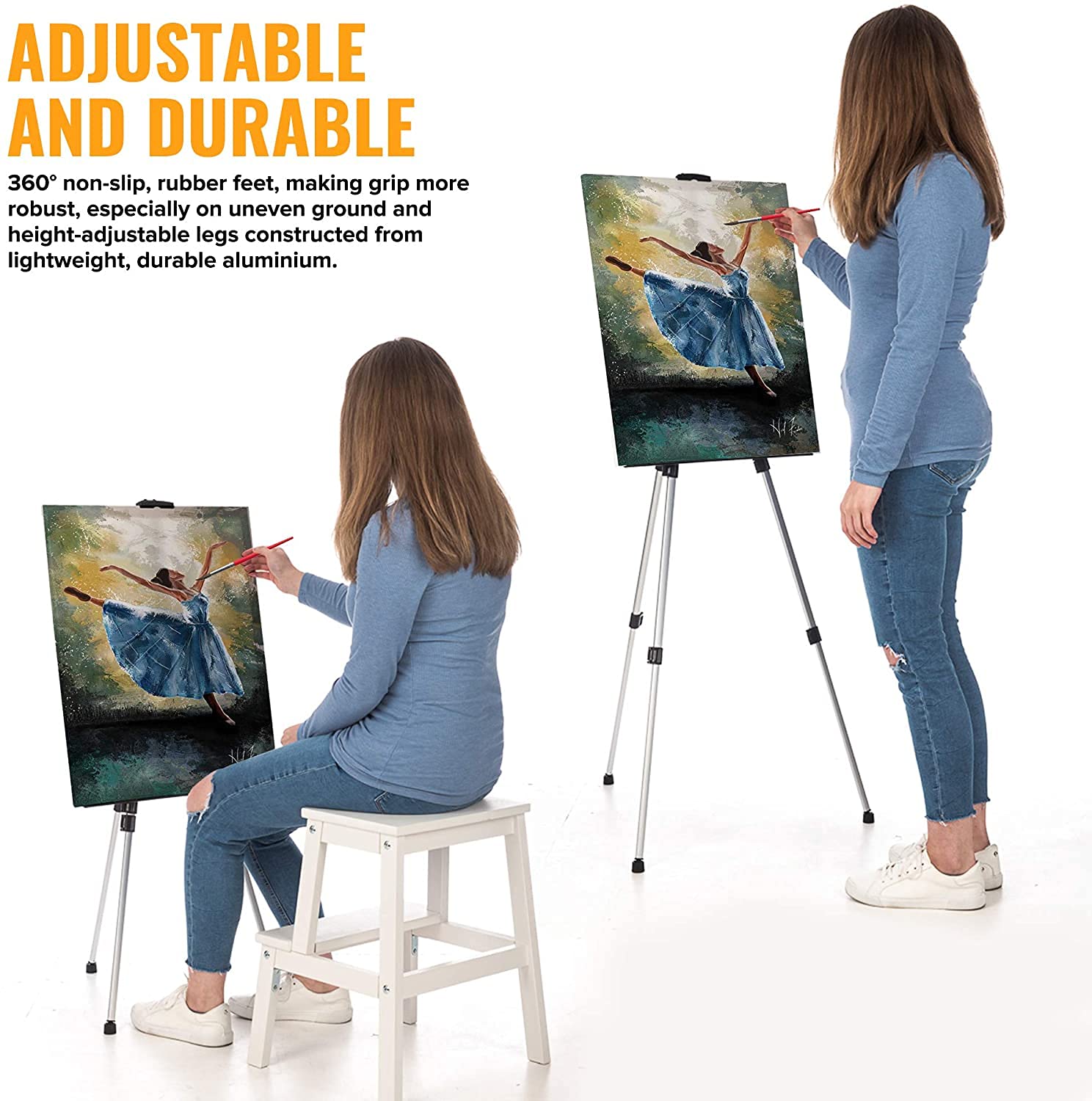 Caballete telescópico ajustable con bolsa de transporte, trípode plegable profesional para pintura y exhibición de arte, portátil y ligero