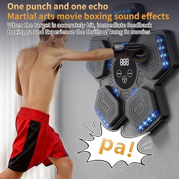 Music Boxing Machine for Kids Adults, Wall Mounted Bluetooth Smart Punching Target-5 Game Modes, Idea Training Pad Toy with Boxing Glove for Boys Girls, Workout Punching Machine for Home Office Gym