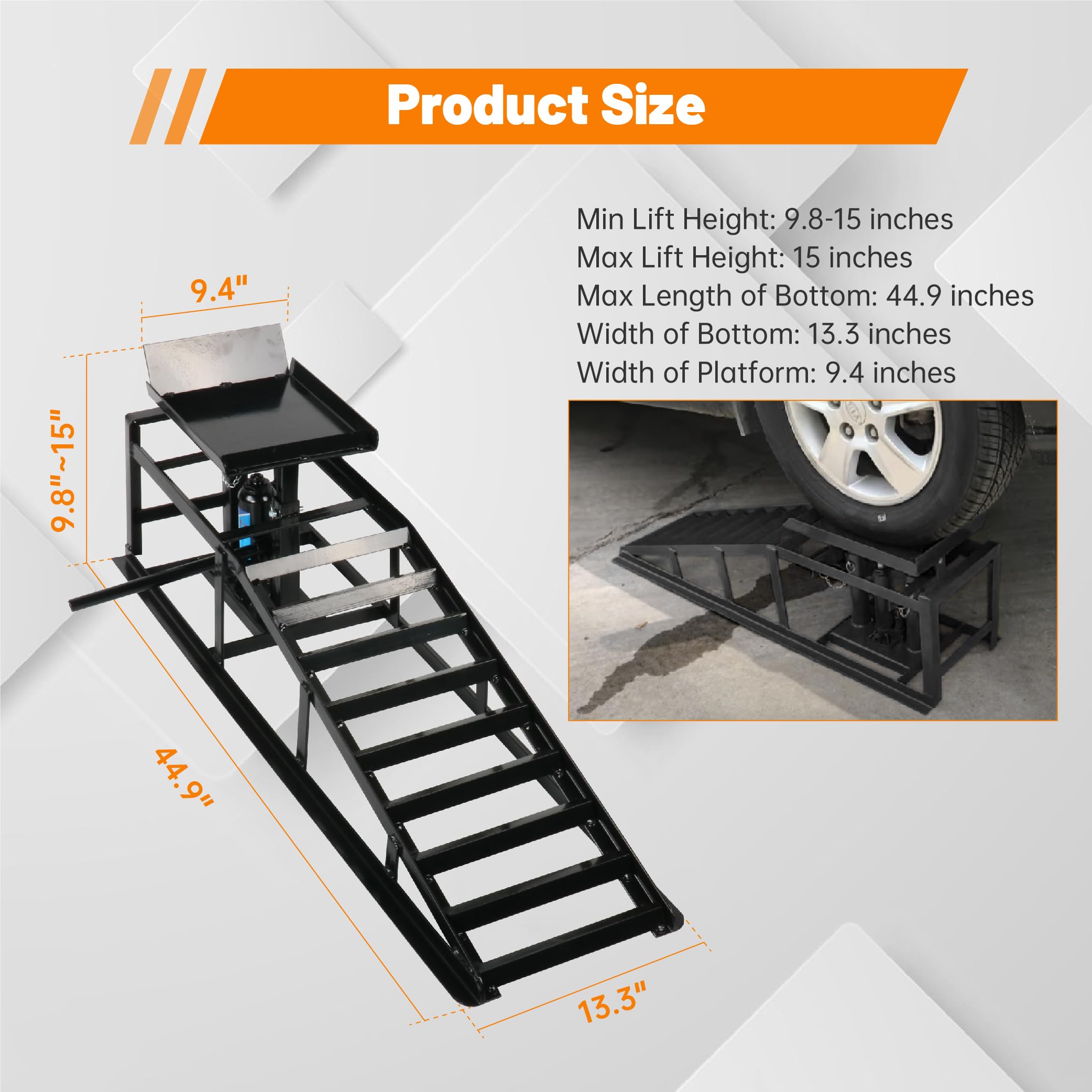 Snapklik.com : Higehio 2 Pack 5T Low Profile Hydraulic Car Ramps