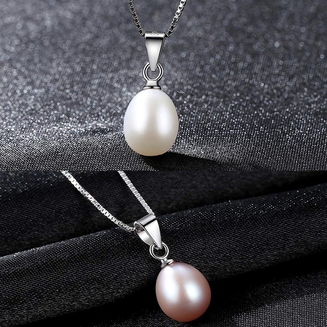 925 Sterling Silver Freshwater Cultured Pearl Pendant Necklace for Women Girls Teardrop Charms Pendant with Platinum Plated Drop Pearl Pendant Sterling Silver Fashion Jewelry Best Gift for Her - Image 8