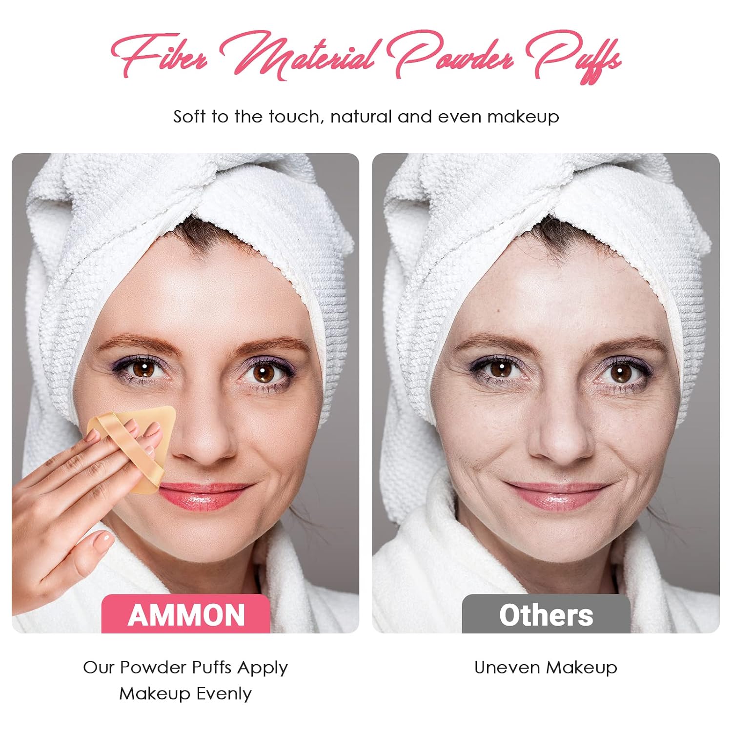 AMMON 4 Pieces Triangle Soft Makeup Face Sponge Puff, Velour Puff, Pure Cotton Powder Puff for Loose Mineral Powder Cosmetic Body Contouring Tools