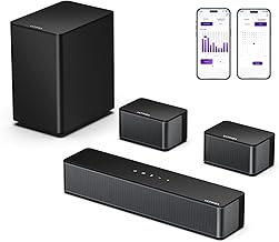 ULTIMEA 5.1 Barre de Son, Barre de Son TV Con Subwoofer e Altoparlanti Posteriori, Barres de Son avec Bluetooth, Système de Son Surround 3D, 320W Soundbar avec App Contrôle, Home Cinema, Poseidon D50