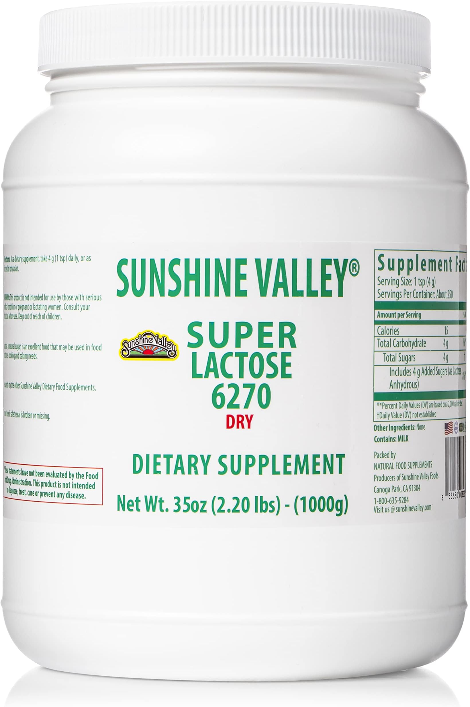 Super Lactose Dry Powder (Free Flow Pour) – Anhydrous, Natural Milk Sugar Sweetener for Baking, Cooking & Food Mixtures, Fine Powder Food Ingredient – 35 oz