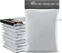 Vista 2 de Sobres grandes de polietileno de 10 x 13 pulgadas, 200 unidades, bolsas de correo de plástico blanco autoselladas con tira adhesiva, 0.098 in