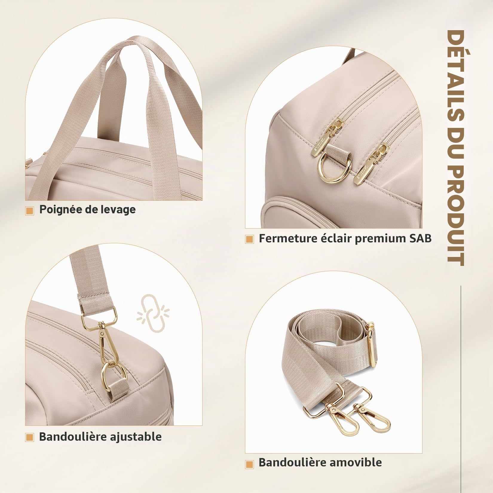 VNINE Sac de Voyage 51.8L Weekend Sac à bandoulière, Sac de Sport Séparé Sec et Humide Bag Imperméable pour Femme Homme Sport Gym Weekender Bag Fourre-Tout Sac d'Hôpital