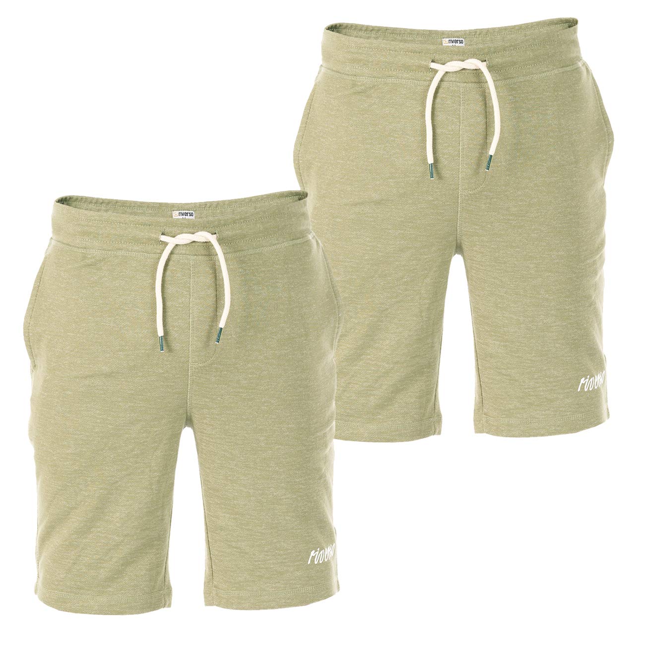 riverso Męskie szorty dresowe RIVMike 2 szt. krótkie spodenki bermudy, letnie spodenki sportowe, bawełna, czarny, niebieski, czerwony, oliwkowy, szary, S M L XL 2XL 3XL 4XL 5XL