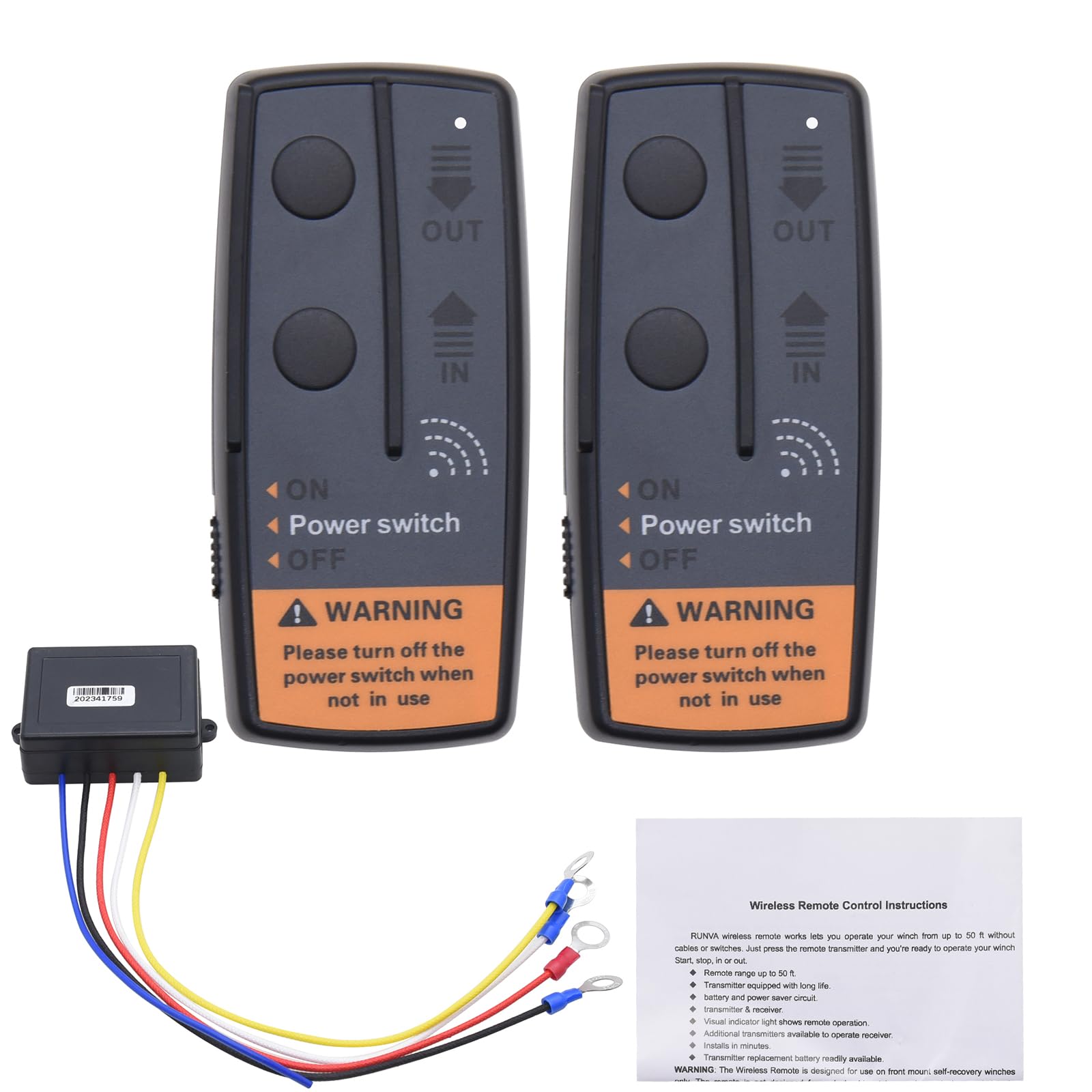 KAOLALI 12V 50ft Kit Telecomando Universale per Verricello, Kit Telecomando per Verricello Wireless di Recupero per Camion Jeep ATV SUV