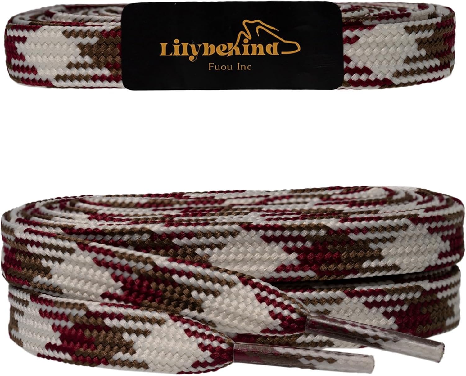 WOMGKDA 5/16 Inch 51 Inch Colored Flat Replacement Shoelaces for Sneakers Casual Shoes, Red White Brown