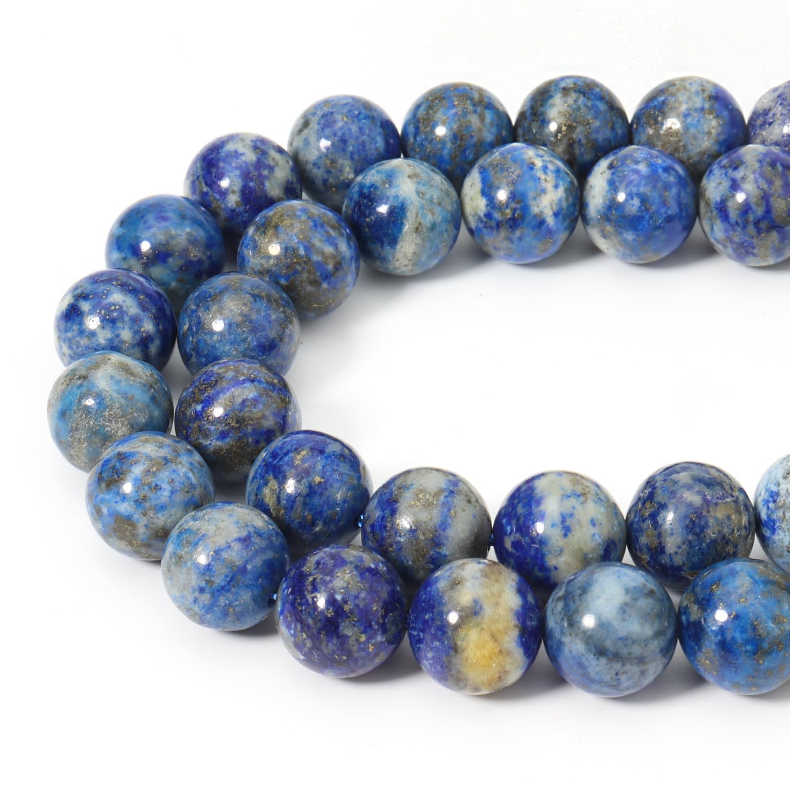 Siomia60pcs 6mm Natural Lapis Lazuli Gemstone Beads Energy Healing Crystal Round Loose Stone Beads for Jewelry Making, DIY Bracelets Necklaces