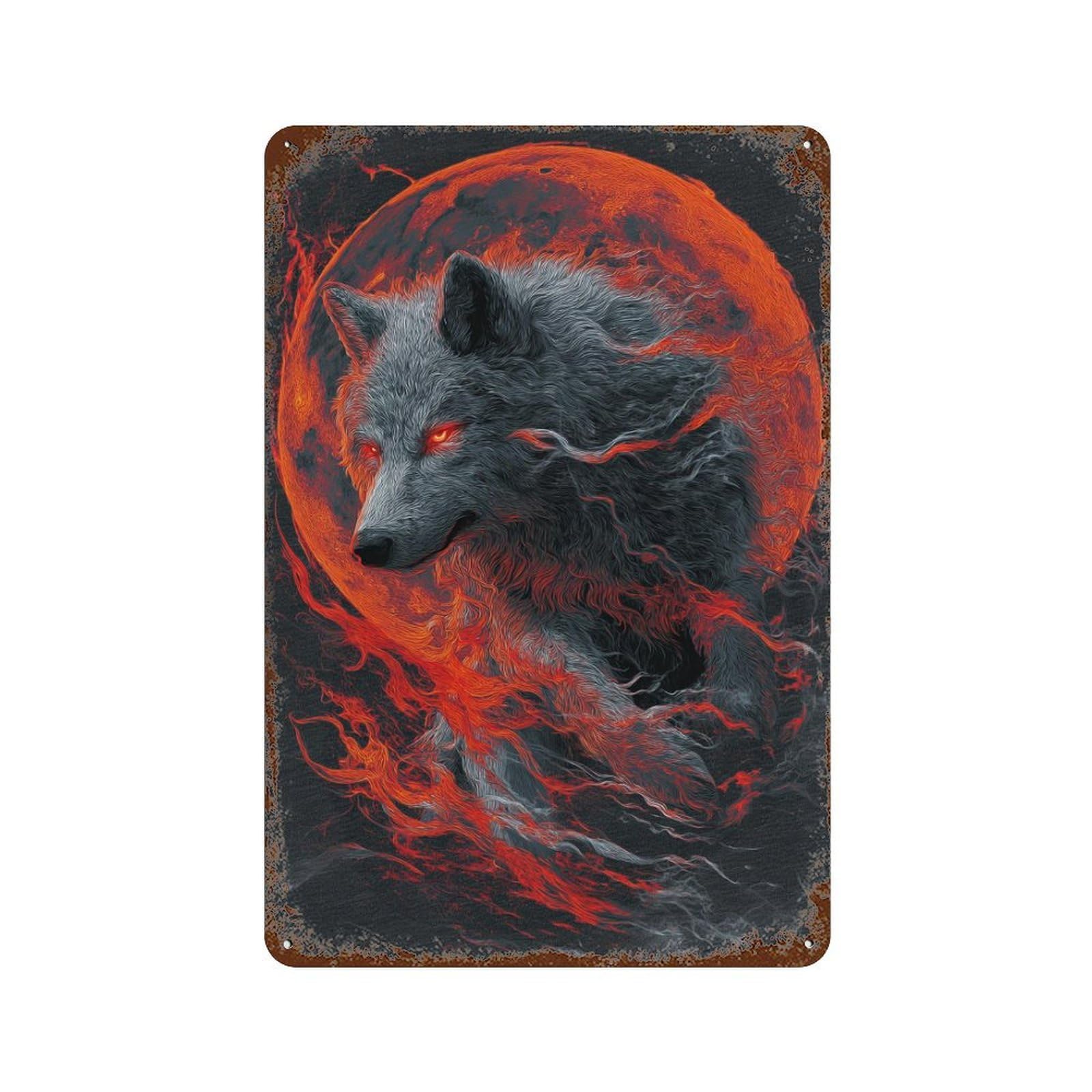 Wolf Moon T-Shirt Decorative Tin Sign 11.8"x7.9", for Bistro, Counter And Cafe Decor, Novelty Wall Decor