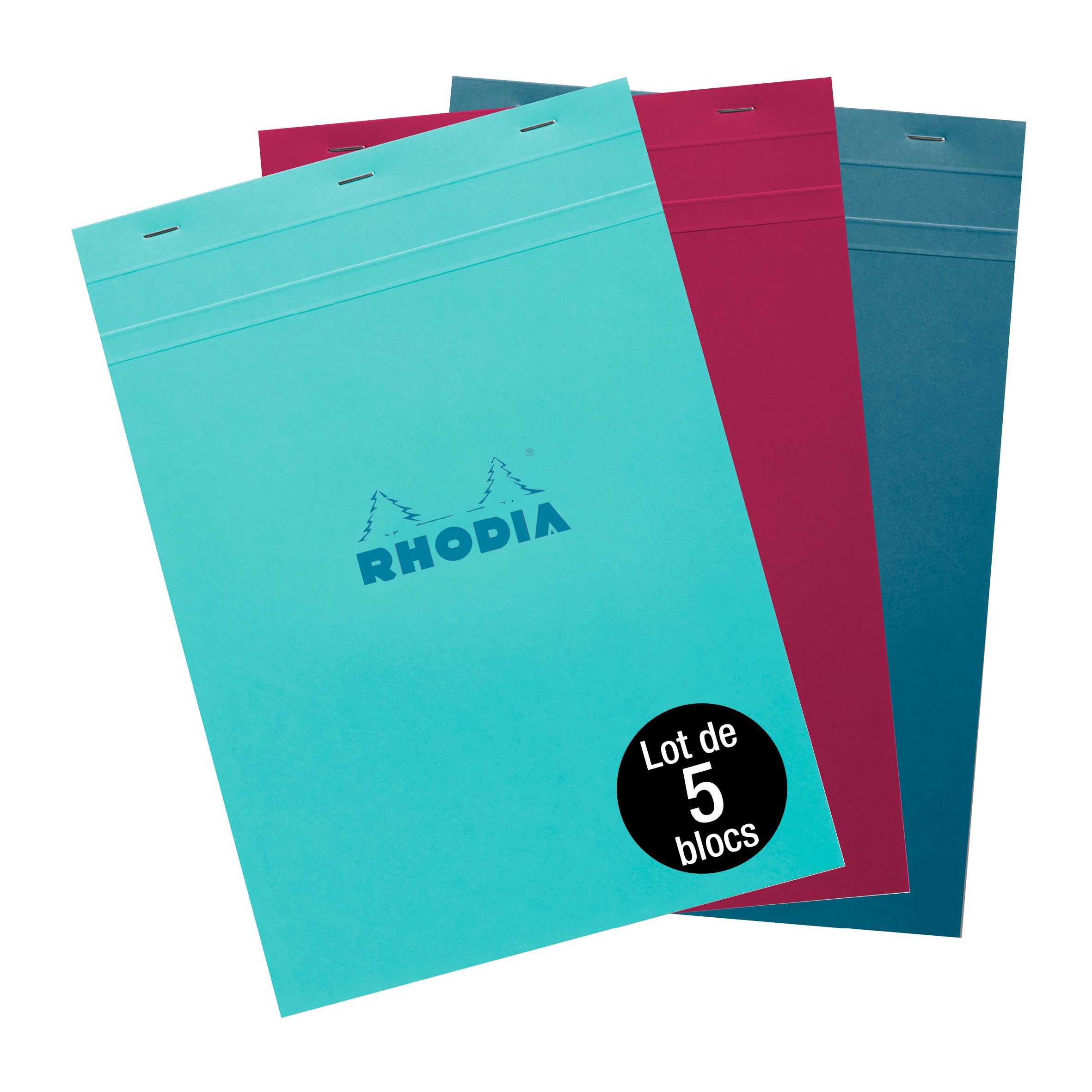 Rhodia 18100Cpack Rhodia bloc agrafé Paquet DE 5 Couleur Aléatoire A4 5x5