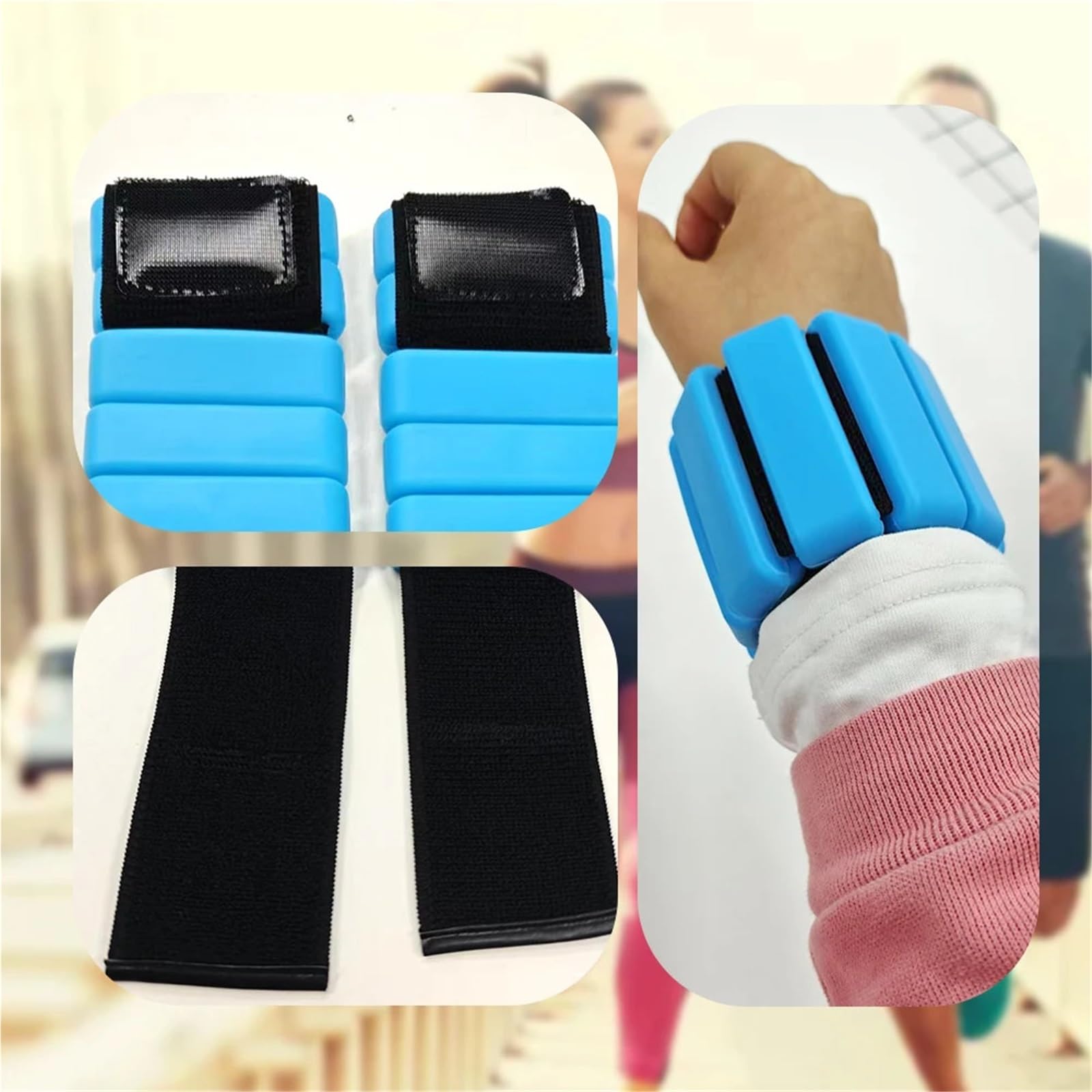 Muñequeras Con Peso Pulsera con pesas for muñeca, de 1 kg o 2 kg, for yoga, fitness, ejercicio, pulsera con pesas, correa de tobillo ajustable de silicona, protector for correr.