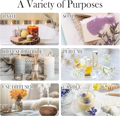 Miniatura 5 de Aceites esenciales puros para difusores para el hogar, piel, fabricación de velas y jabón, 20 aromas árbol de té, lavanda, limón, menta, eucalipto,