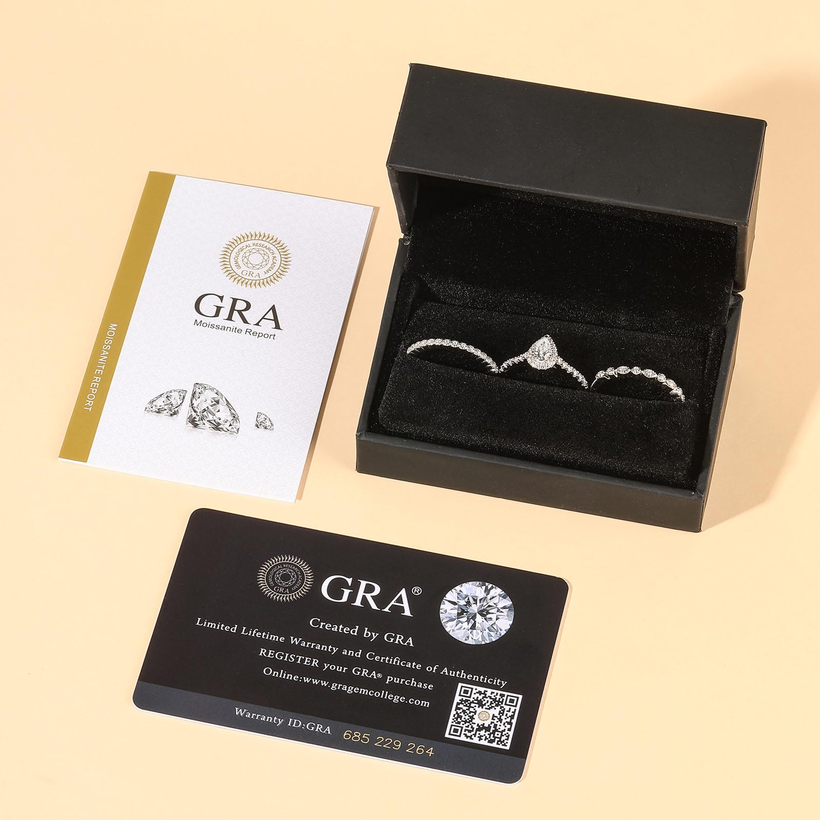 Damen Moissanit Band Ring Set Birnenschliff Vorsteckring 925 Sterling Silber Stapelring Rundschliff Silberring Austauschbar Ewigkeitsring Schmuckset für Frauen Geschenk