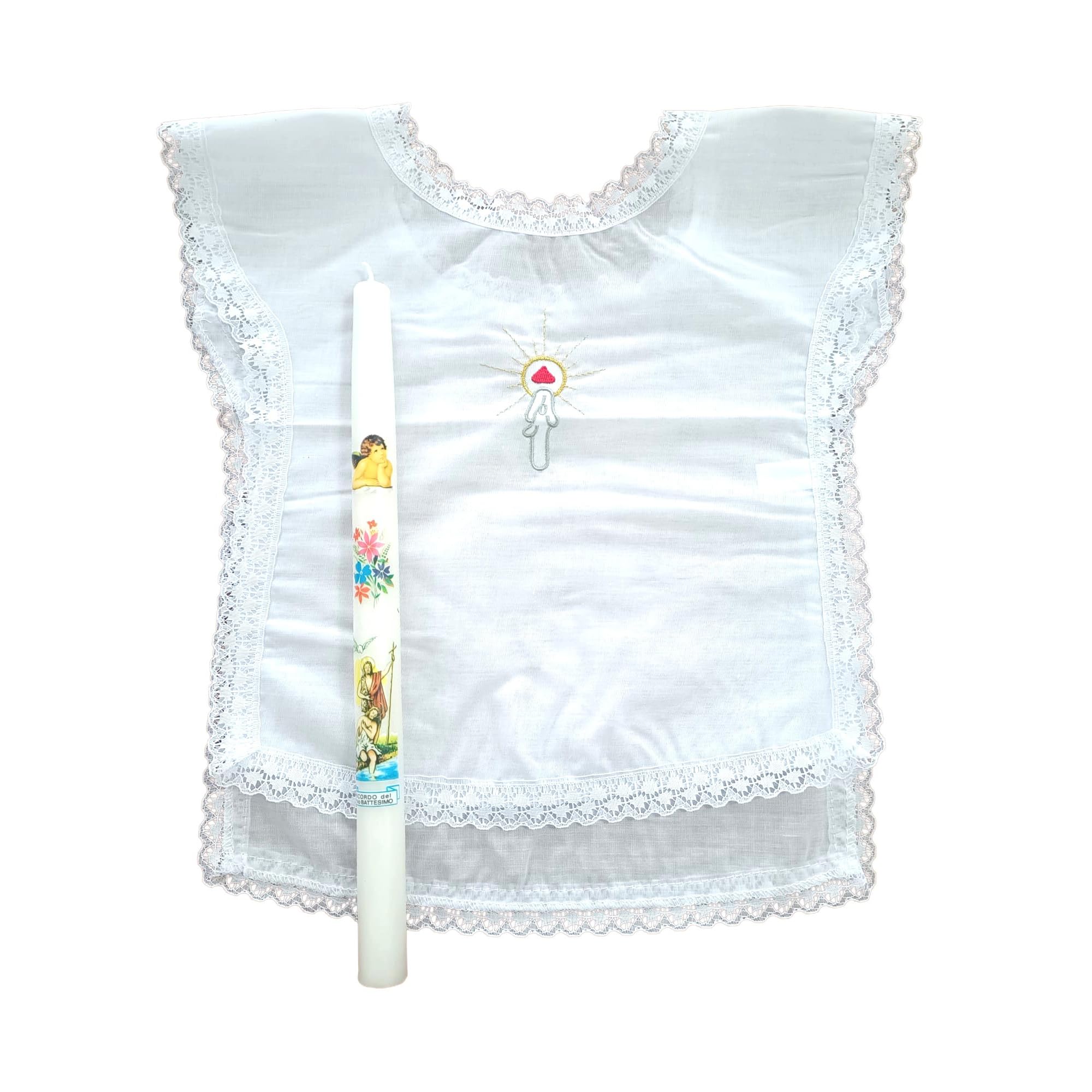 Candele Battesimo Confezione da 10 con 1 Vestina Battesimale 20X30 Antica Cereria Serventi