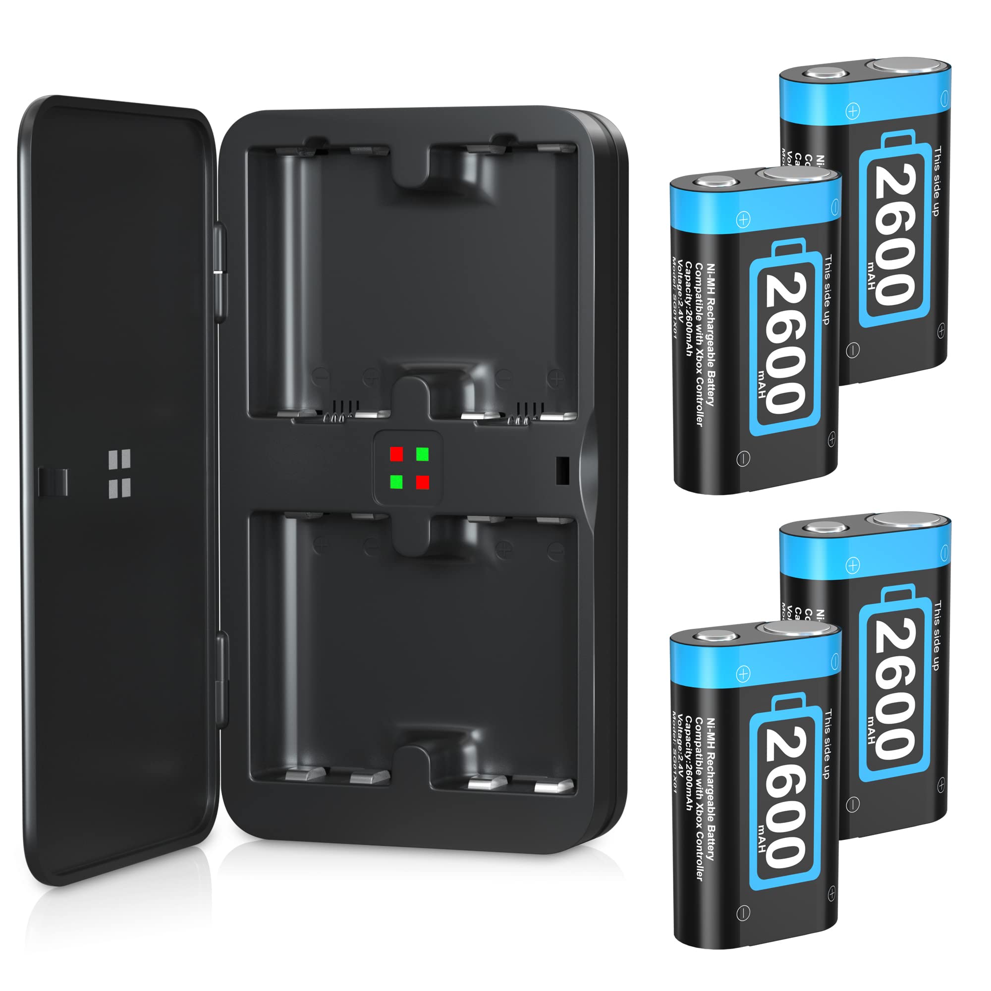 NOPWOK Batterie de Manette pour Xbox One Series X/S, 4 * 2600 mAh Batteries Compatibles avec Xbox One/One S/One X/Xbox One Elite/Xbox Series X/S
