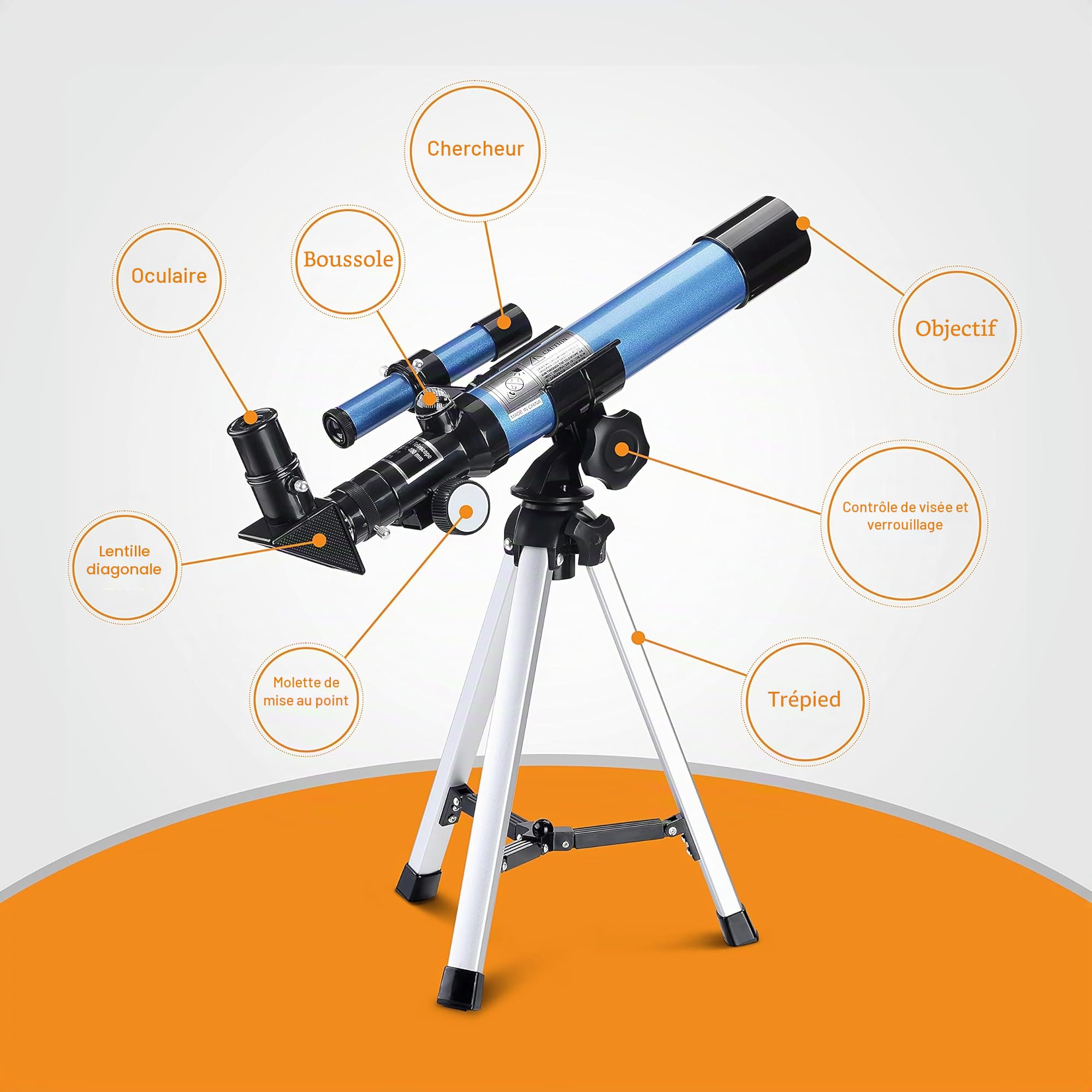 Aomekie Télescope Astronomique Enfant 32X, Trépied de Table Inclus, Cadeau d’Anniversaire & Noël, Idéal pour Cultiver l’Intérêt Astronomique des Débutants
