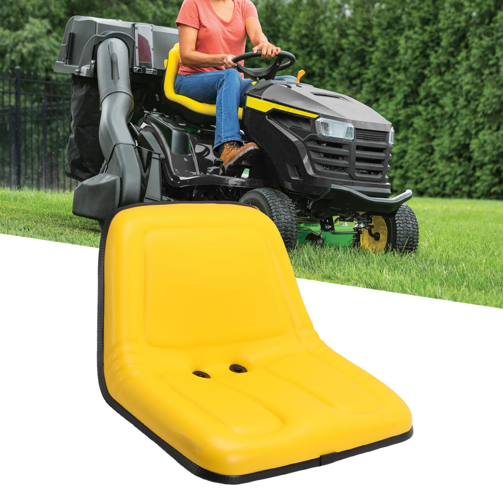 aqxreight Asiento de Tractor para Cortacésped, Repuesto Amarillo con Respaldo Alto, Asiento para Cortacésped Cómodo y Duradero para, Tractores de Jardín y Minicargadores