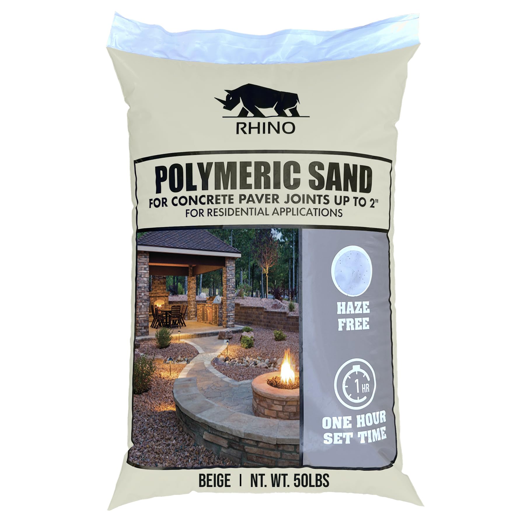 Rhino Power Bond Plus - Polymeric Sand for Pavers and Stone Joints up to a Maximum of 2 inches. (50 Pound, Beige)