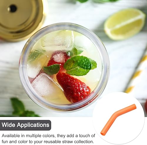 Miniatura 5 de uxcell 8 puntas de popote de silicona, punta de codos de paja de silicona, fundas de paja de metal suaves y reutilizables para popotes de acero